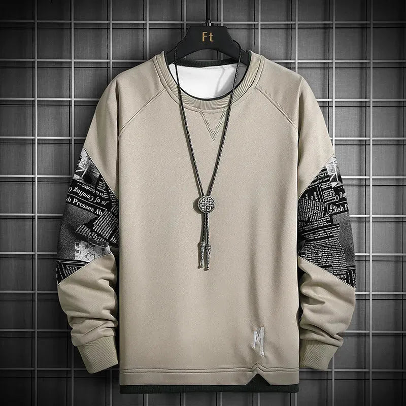 Men's Round Neck Youth Fashion All-match Long-sleeved T-shirt - Bellarte Enchanté Men's Round Neck Youth Fashion All-match Long-sleeved T-shirt